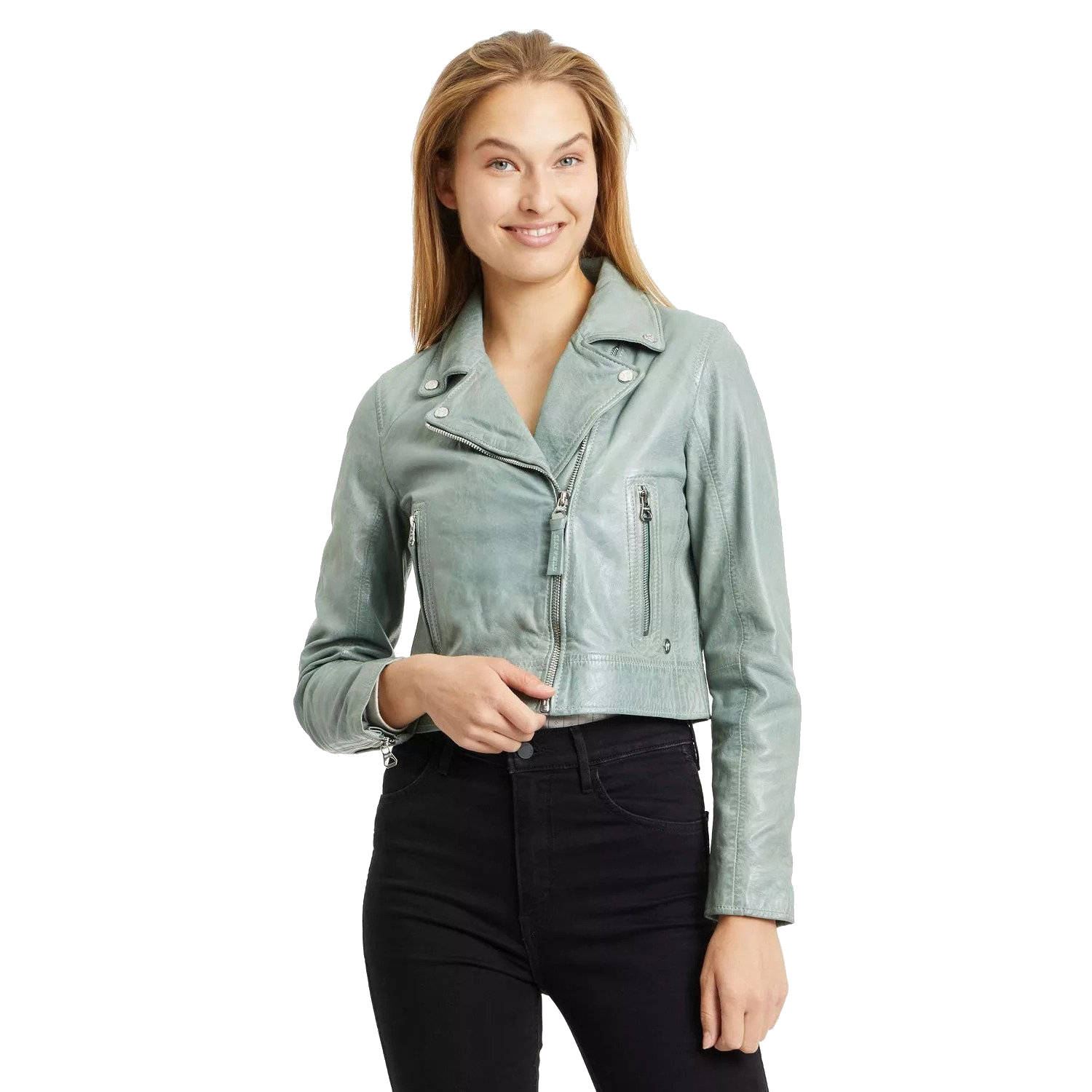 Geaca de Piele Dama Gipsy Verde Menta GWJulene – IMBRACAMINTE