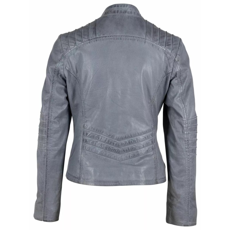 Geaca de Piele Dama Gipsy Albastru Prafuit GWJunifer – Black Friday