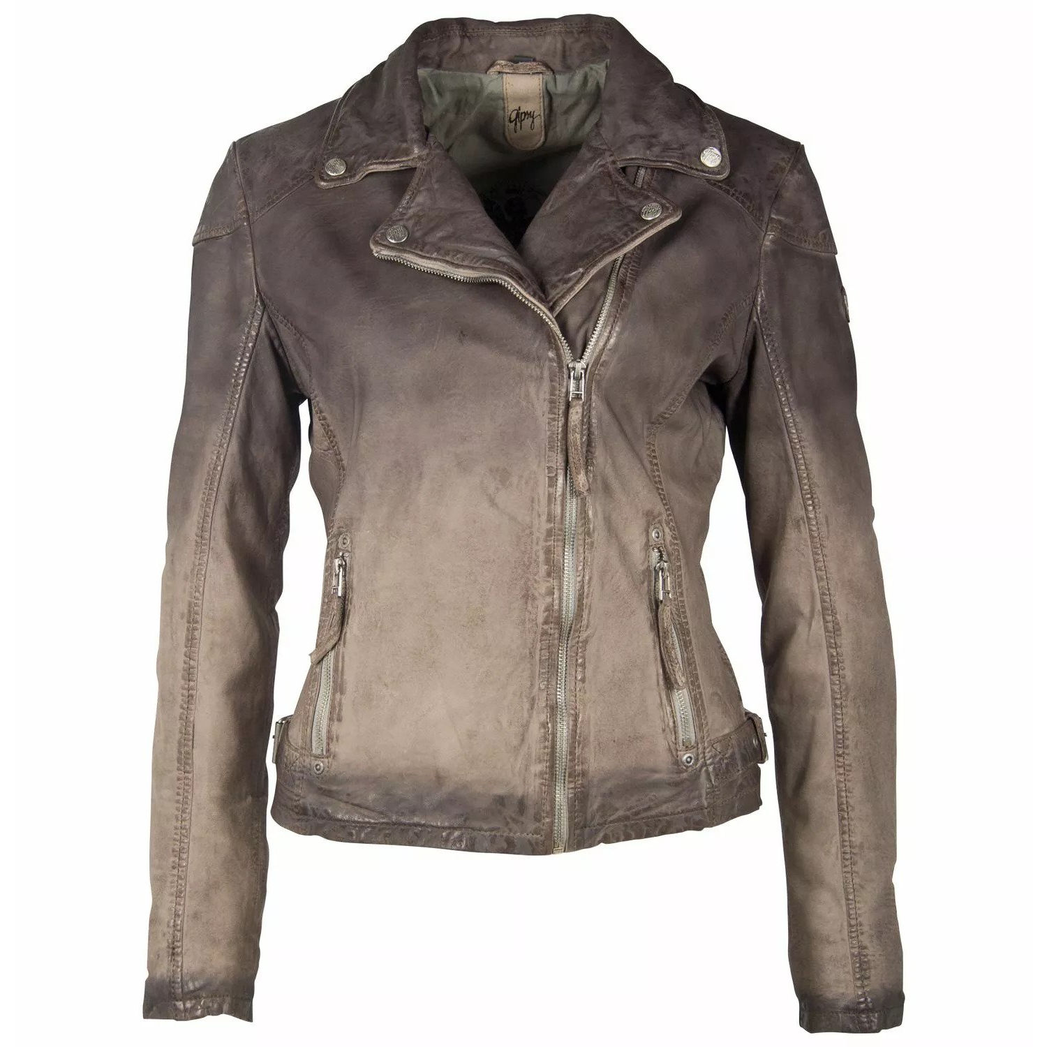 Geaca de Piele Dama Gipsy Gri GWKandy LAMOV – IMBRACAMINTE