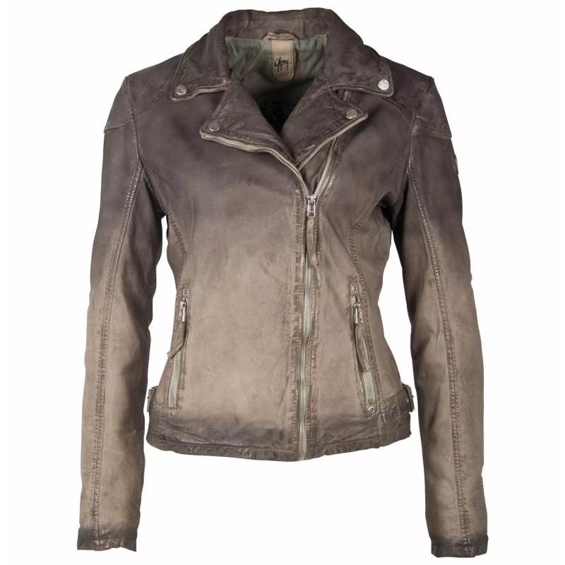 Geaca de Piele Dama Gipsy Gri GWKandy LAMOV – IMBRACAMINTE