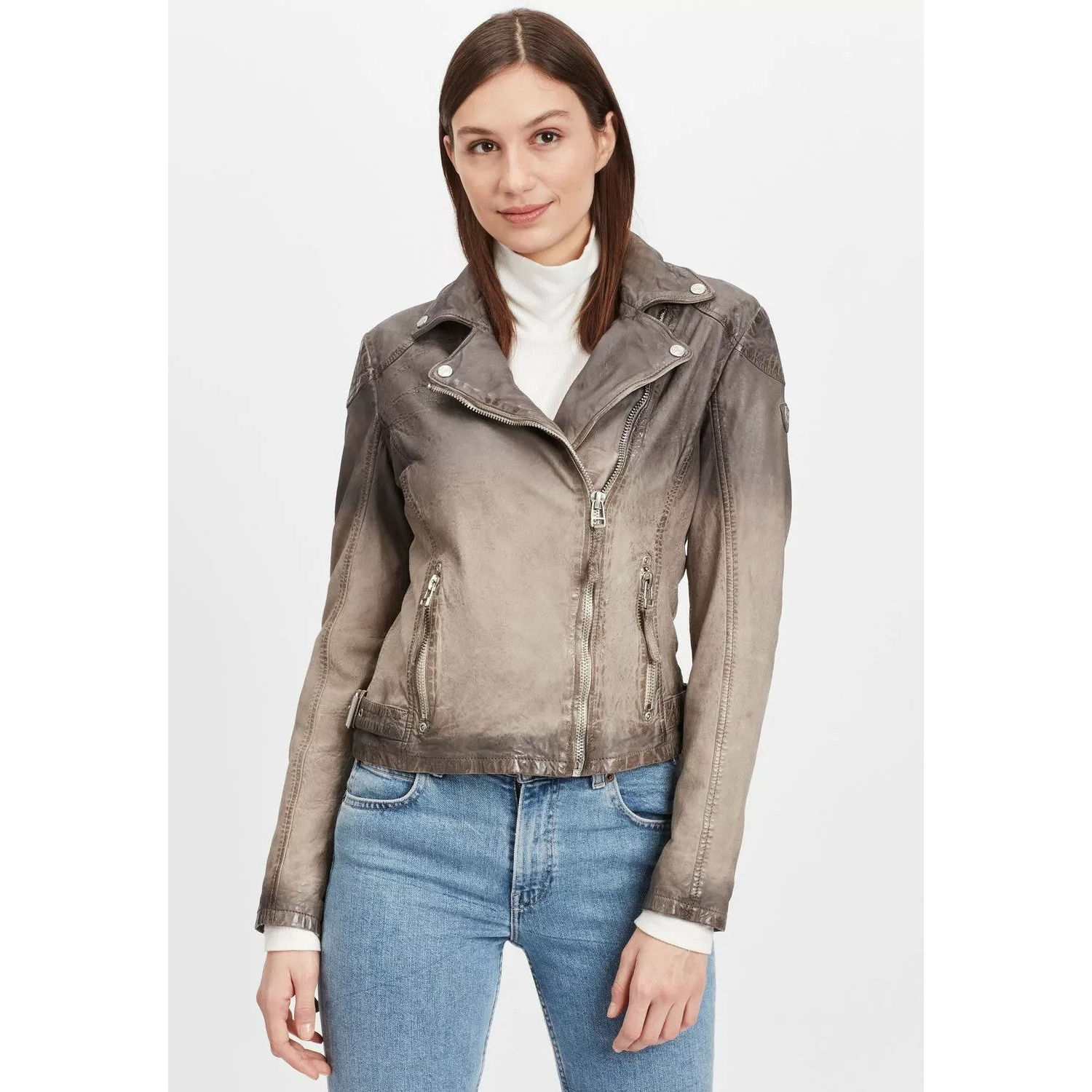 Geaca de Piele Dama Gipsy Gri GWKandy LAMOV – IMBRACAMINTE