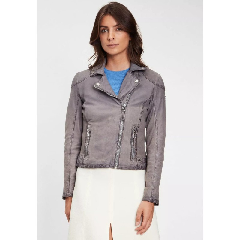 Geaca de Piele Dama Gipsy Albastru Prafuit GWKandy S22 LAMOV – IMBRACAMINTE