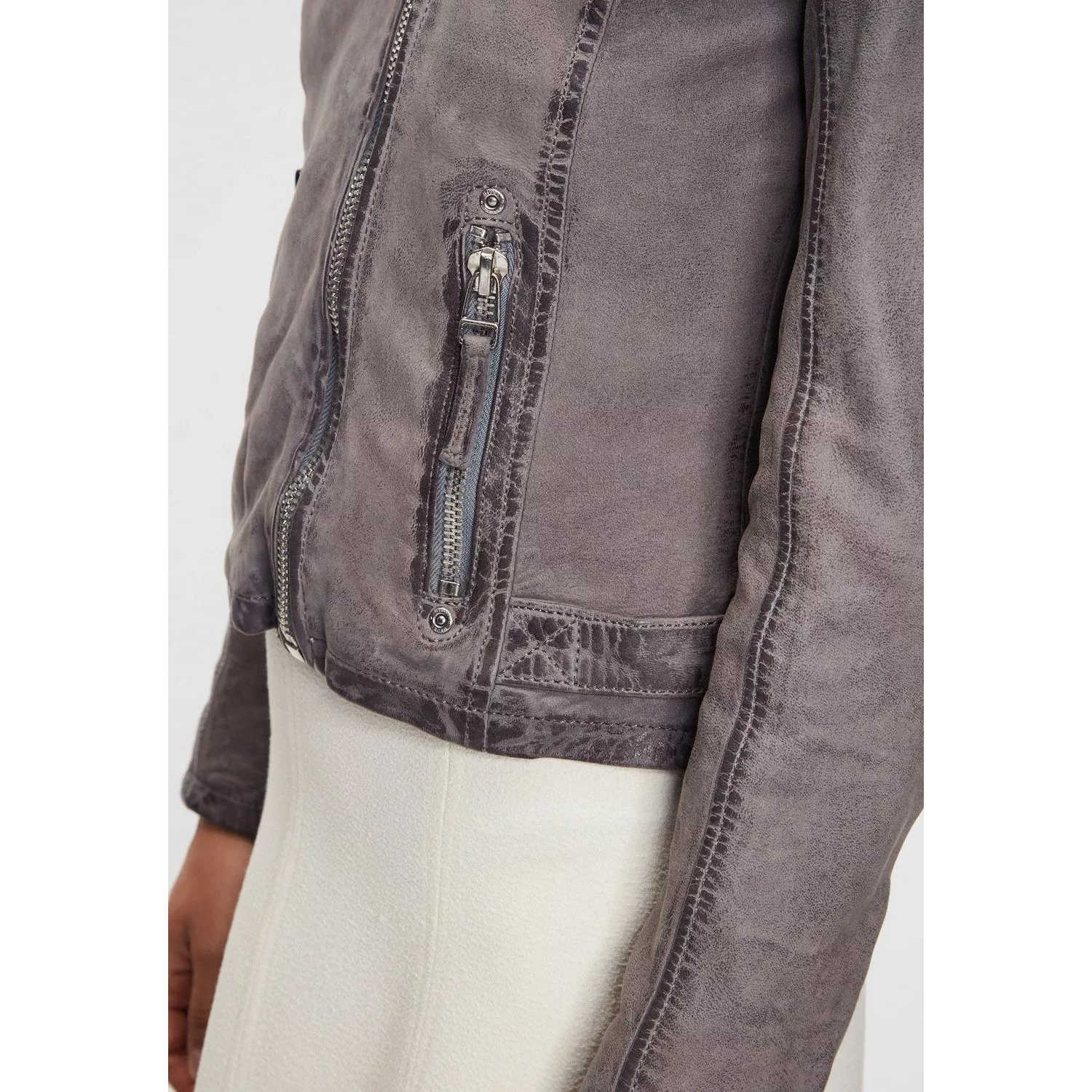 Geaca de Piele Dama Gipsy Albastru Prafuit GWKandy S22 LAMOV – IMBRACAMINTE