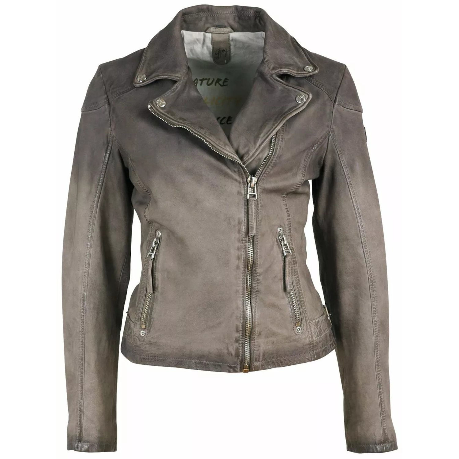 Geaca de Piele Dama Gipsy Gri GWKandy W22 LAMOV – IMBRACAMINTE