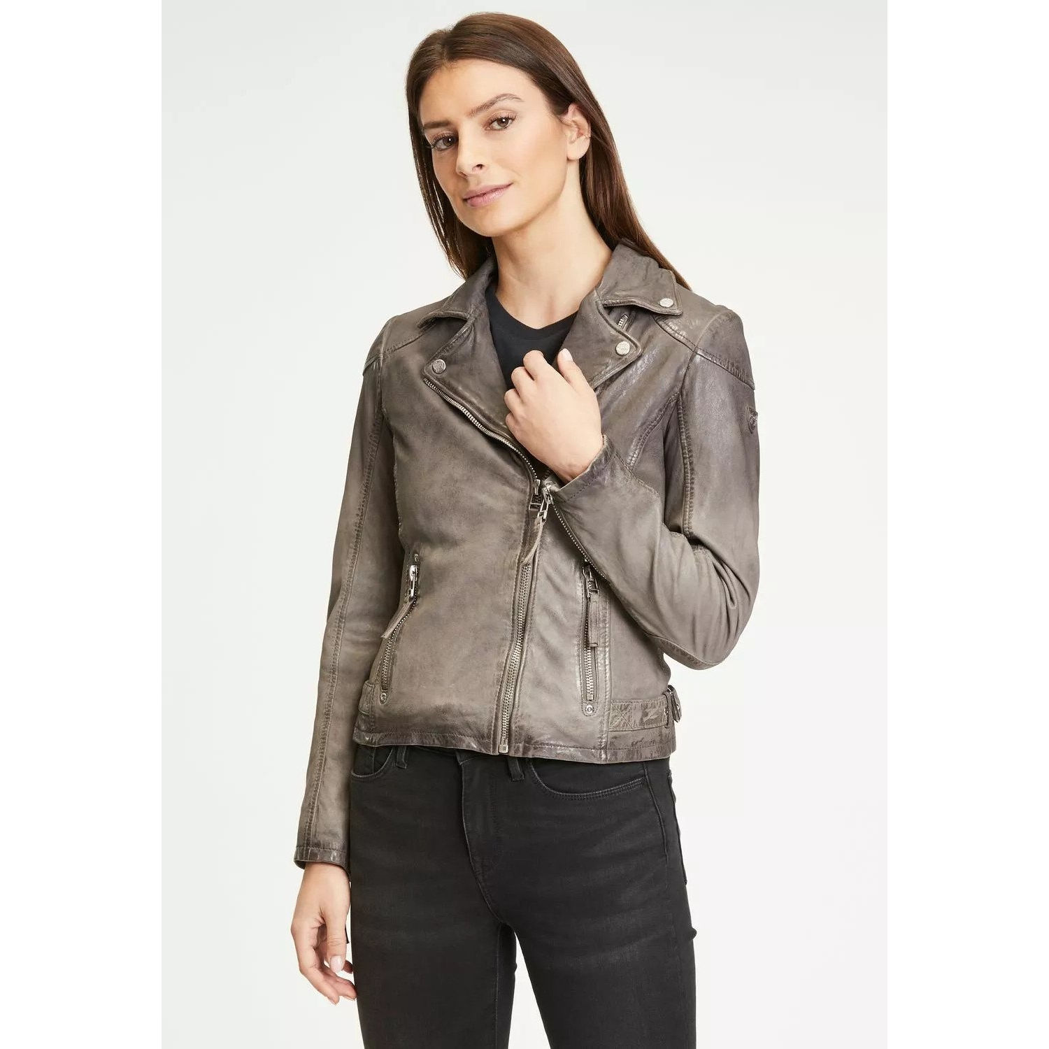 Geaca de Piele Dama Gipsy Gri GWKandy W22 LAMOV – IMBRACAMINTE