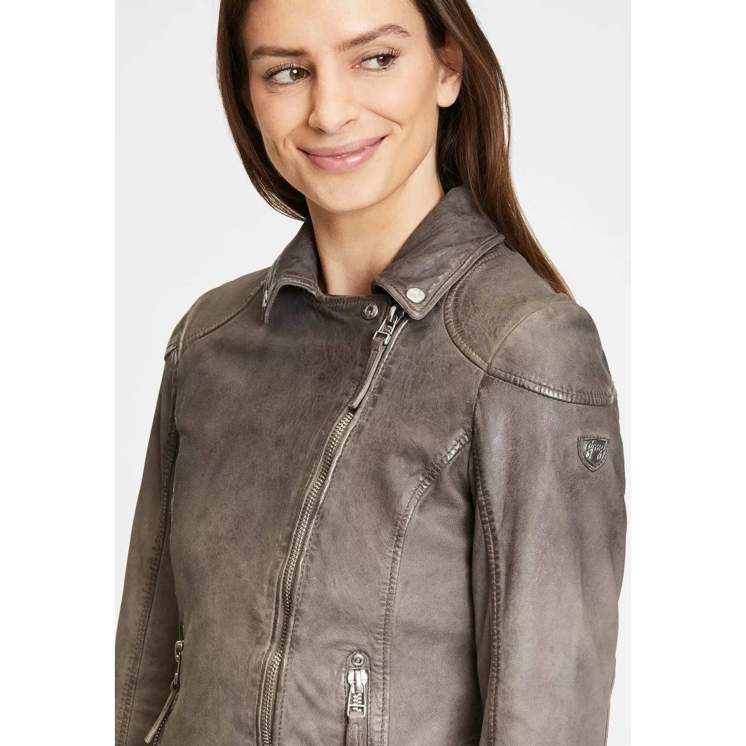 Geaca de Piele Dama Gipsy Gri GWKandy W22 LAMOV – IMBRACAMINTE