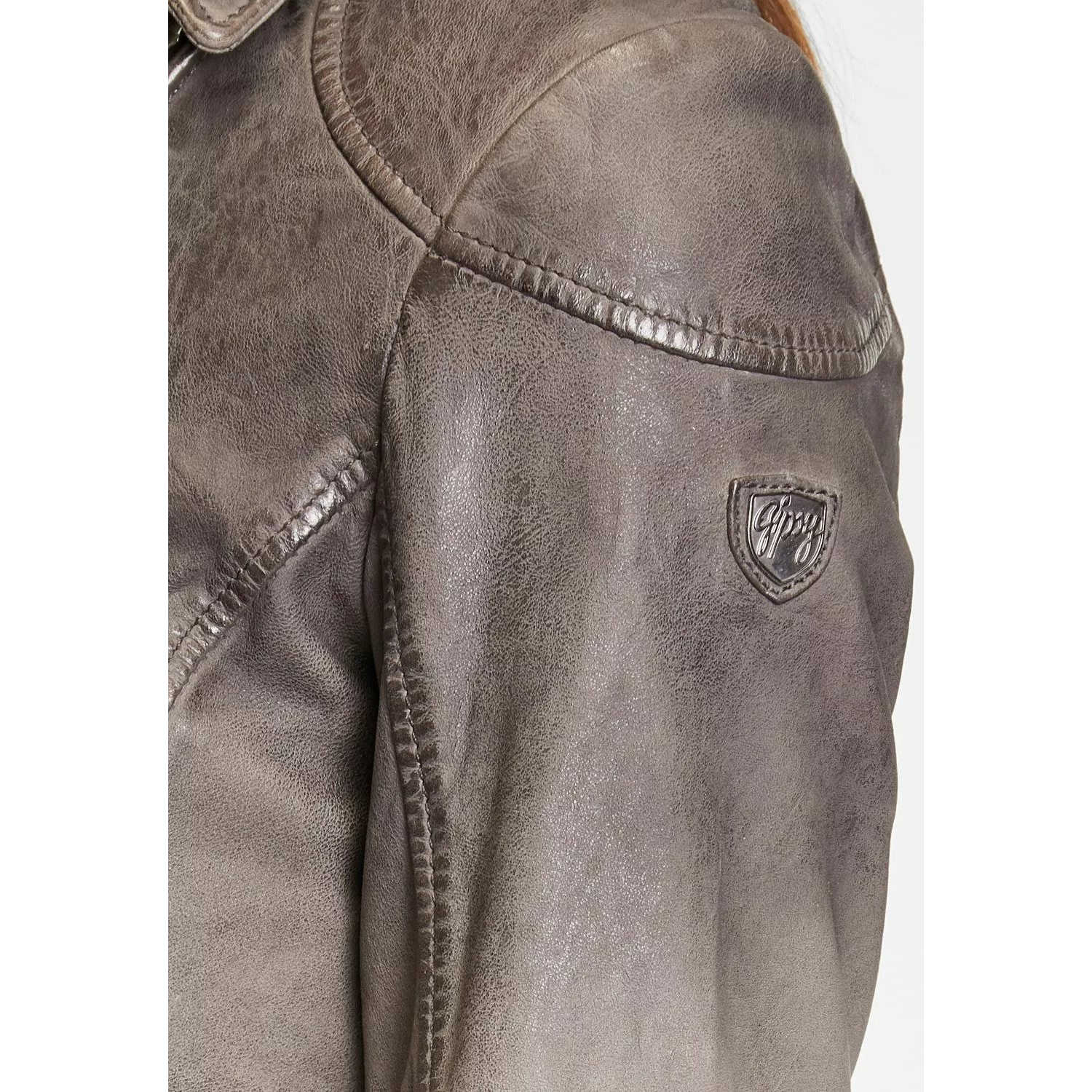 Geaca de Piele Dama Gipsy Gri GWKandy W22 LAMOV – IMBRACAMINTE