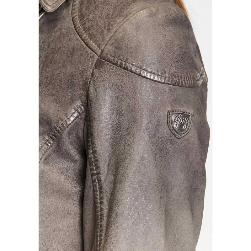 Geaca de Piele Dama Gipsy Gri GWKandy W22 LAMOV – IMBRACAMINTE