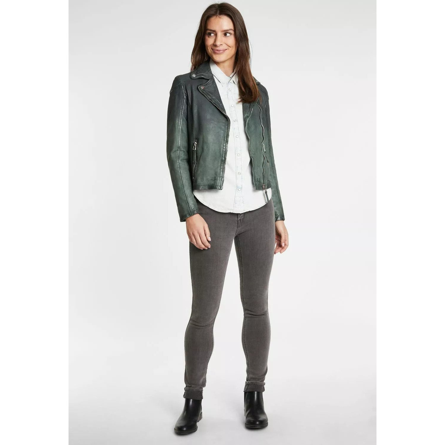 Geaca de Piele Dama Gipsy Verde GWKandy W22 LAMOV – IMBRACAMINTE