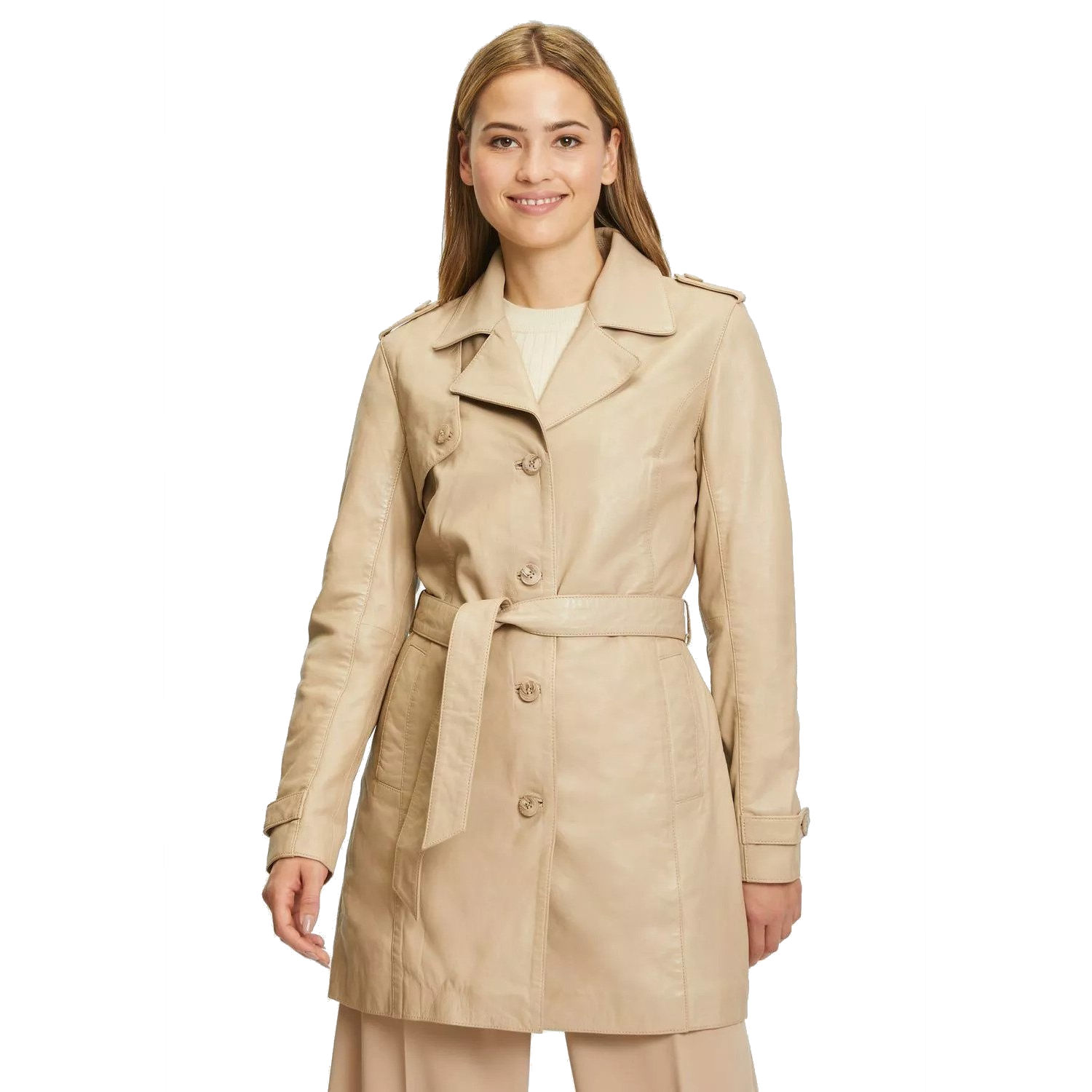 Geaca Lunga de Piele Dama Gipsy Bej GWLailah – IMBRACAMINTE