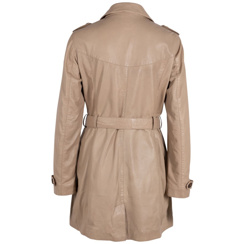 Geaca Lunga de Piele Dama Gipsy Bej GWLailah – IMBRACAMINTE