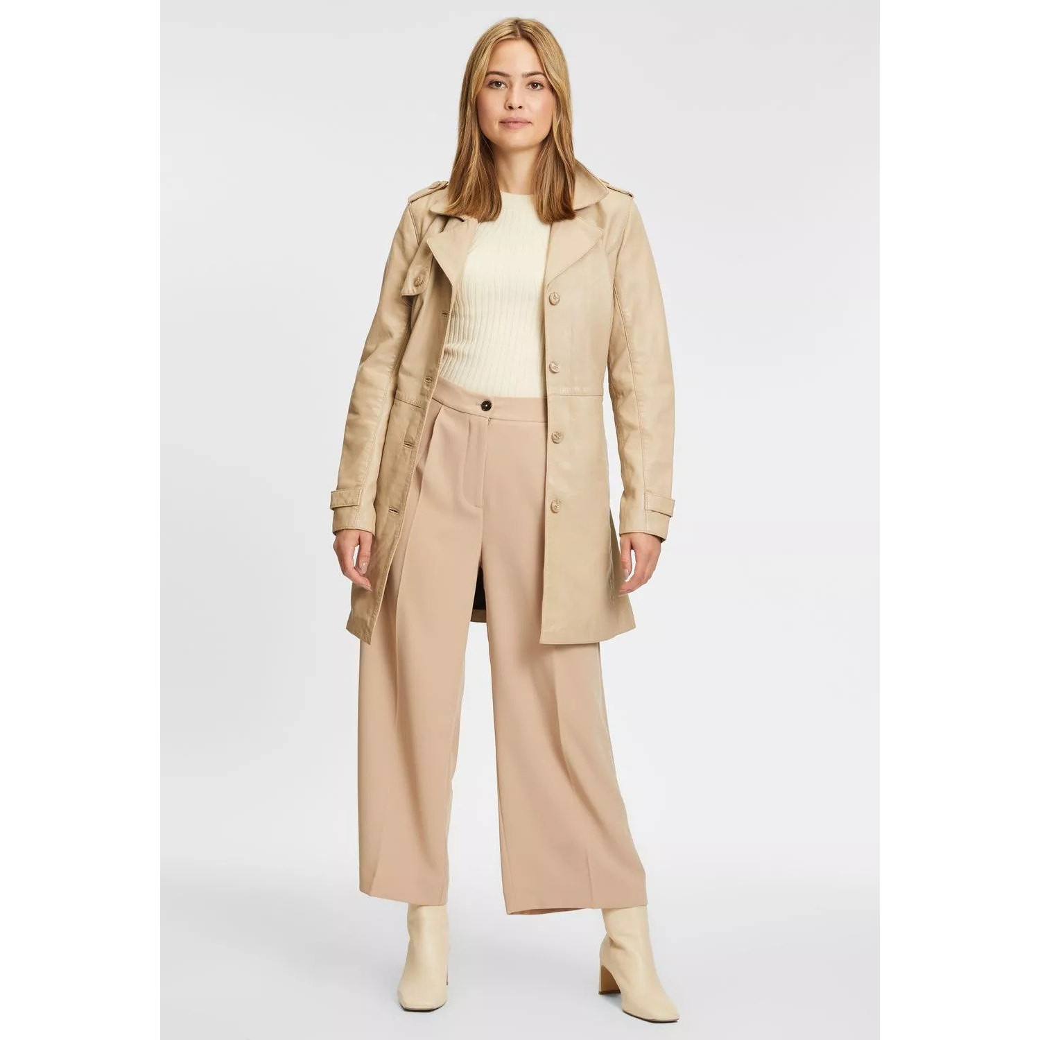 Geaca Lunga de Piele Dama Gipsy Bej GWLailah – IMBRACAMINTE