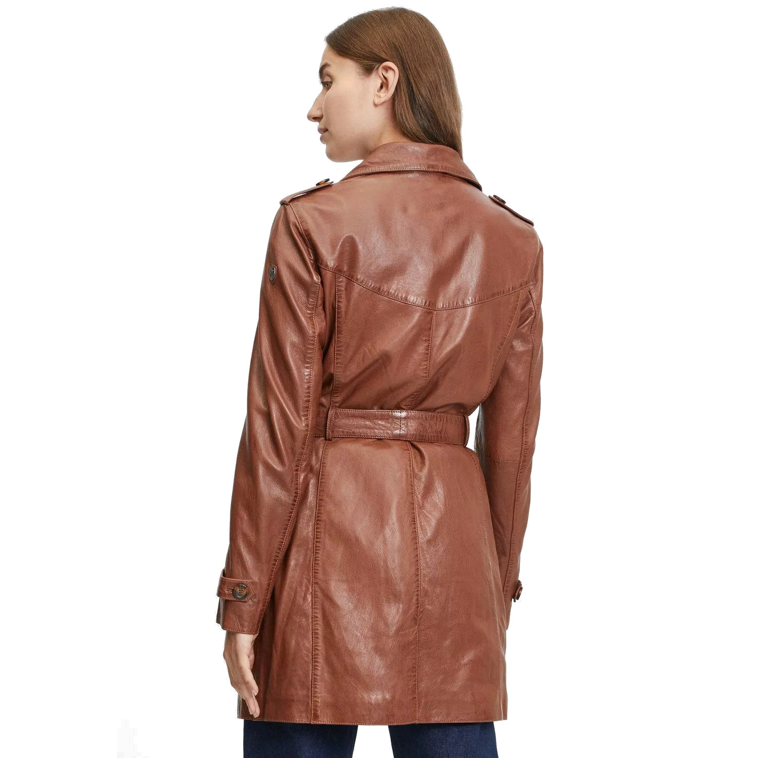 Geaca Lunga de Piele Dama Gipsy Coniac GWLailah – IMBRACAMINTE