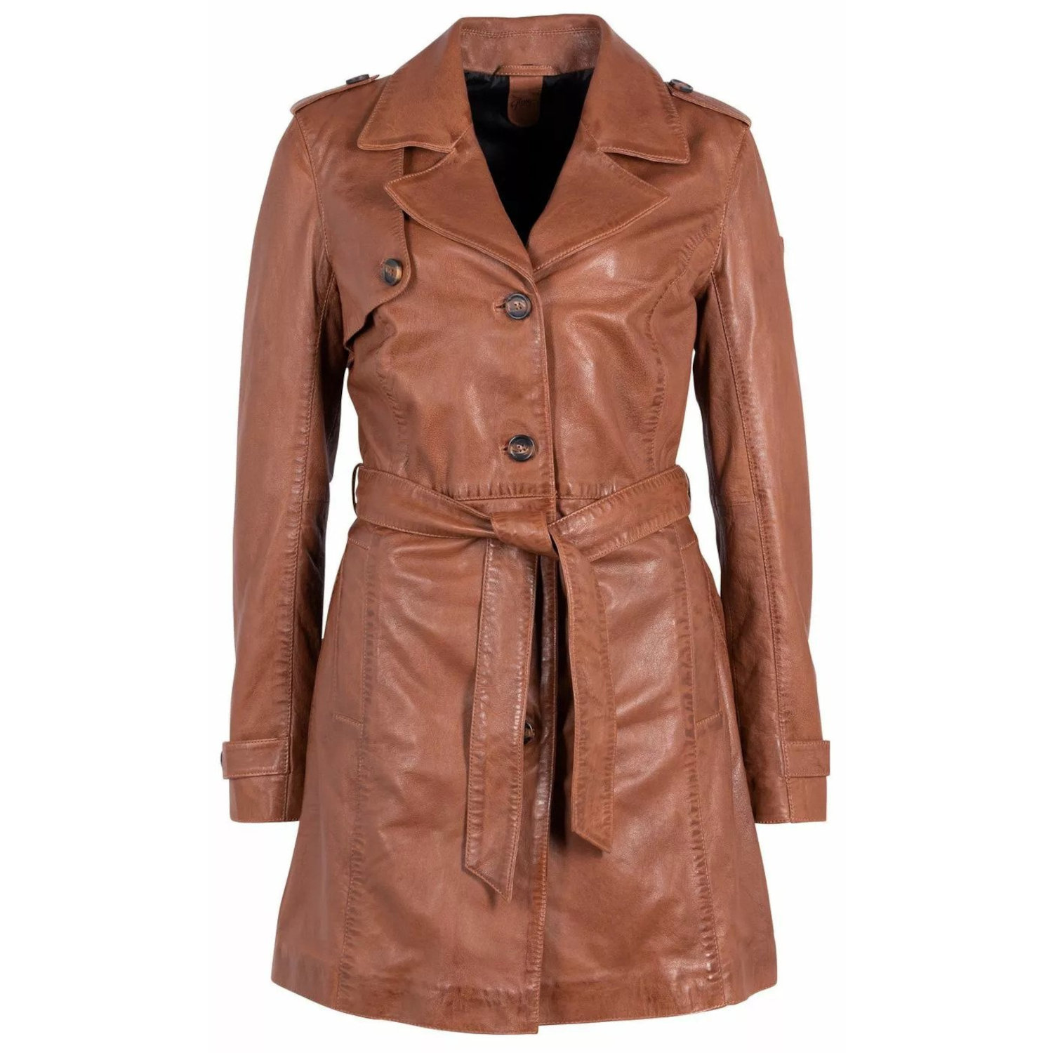 Geaca Lunga de Piele Dama Gipsy Coniac GWLailah – IMBRACAMINTE