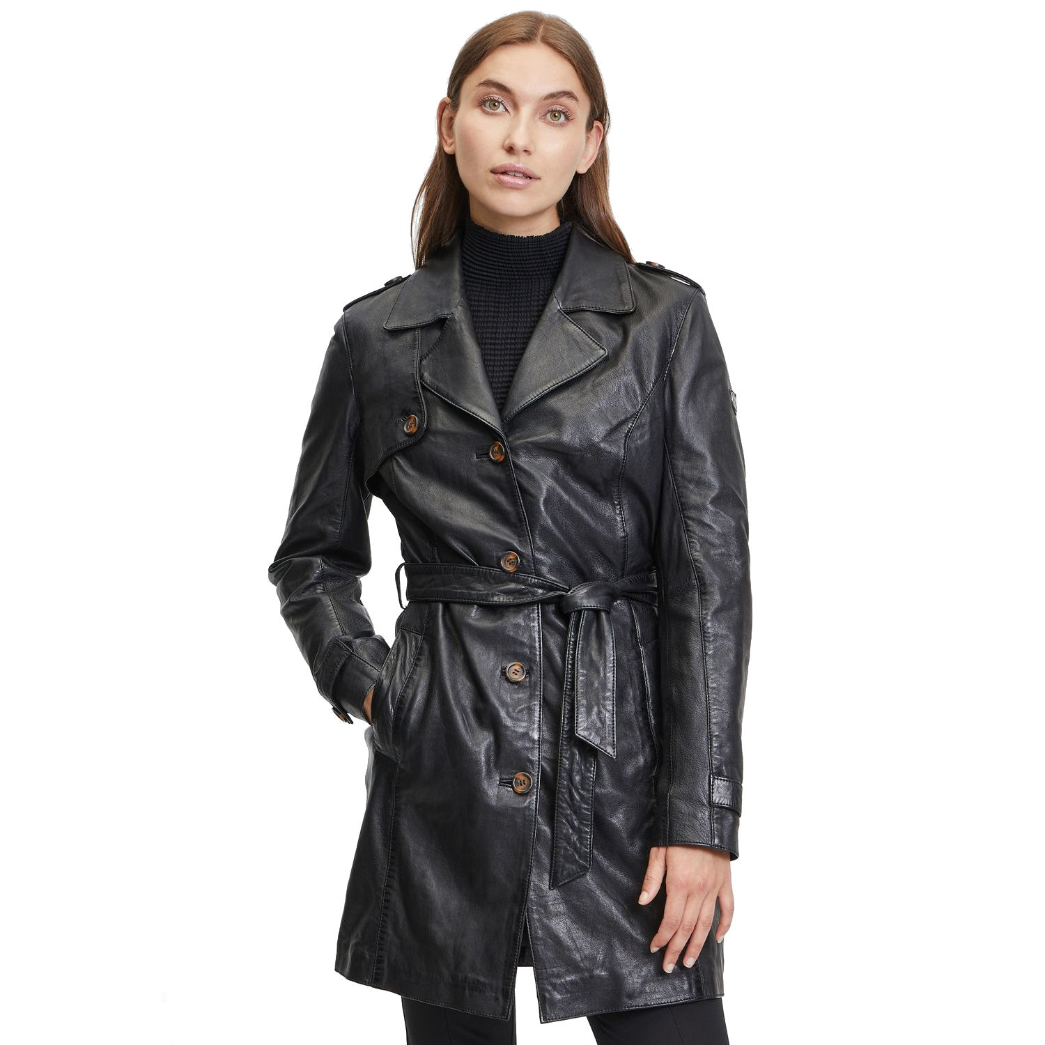 Geaca Lunga de Piele Dama Gipsy Neagra GWLailah – IMBRACAMINTE