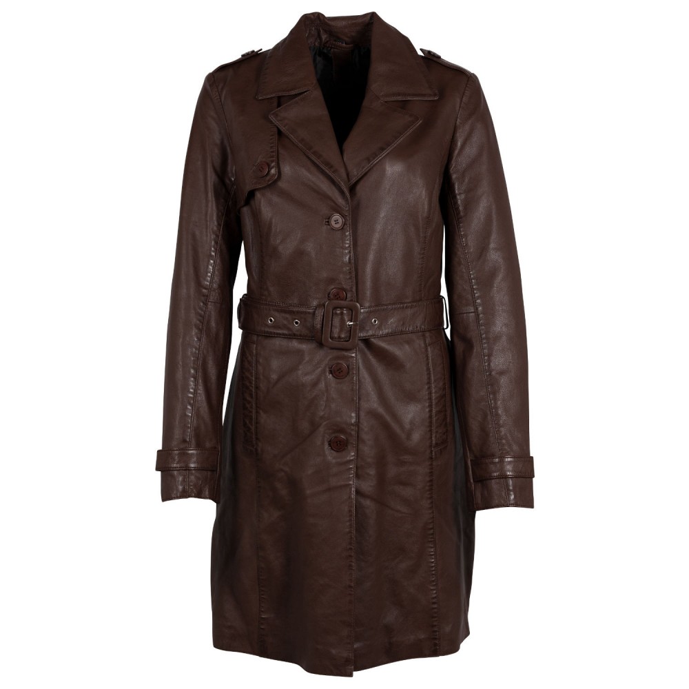 Geaca Lunga de Piele Dama Gipsy Castanie GWLaily Geaca Lunga de Piele Dama Gipsy Castanie GWLaily - readytowear.ro