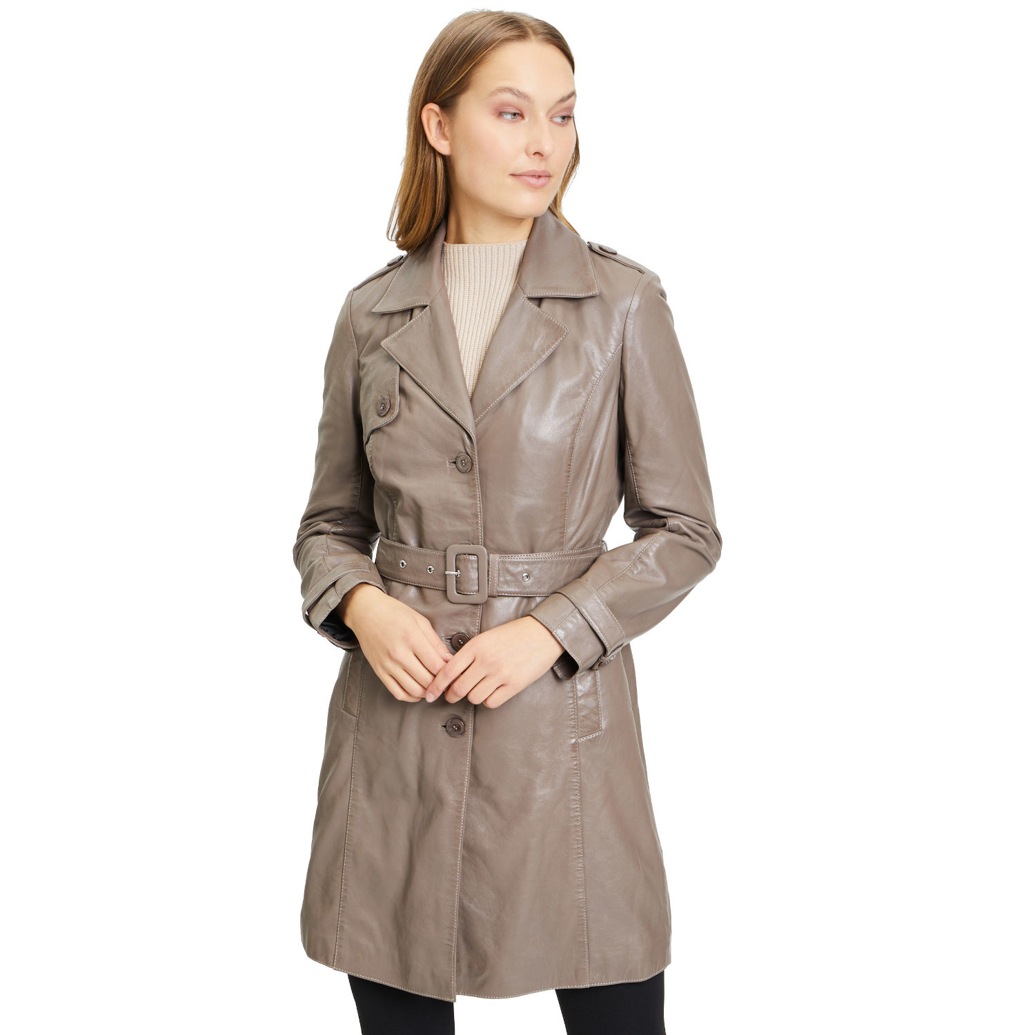 Geaca Lunga de Piele Dama Gipsy Gri GWLaily – Black Friday