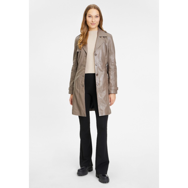 Geaca Lunga de Piele Dama Gipsy Gri GWLaily – Black Friday