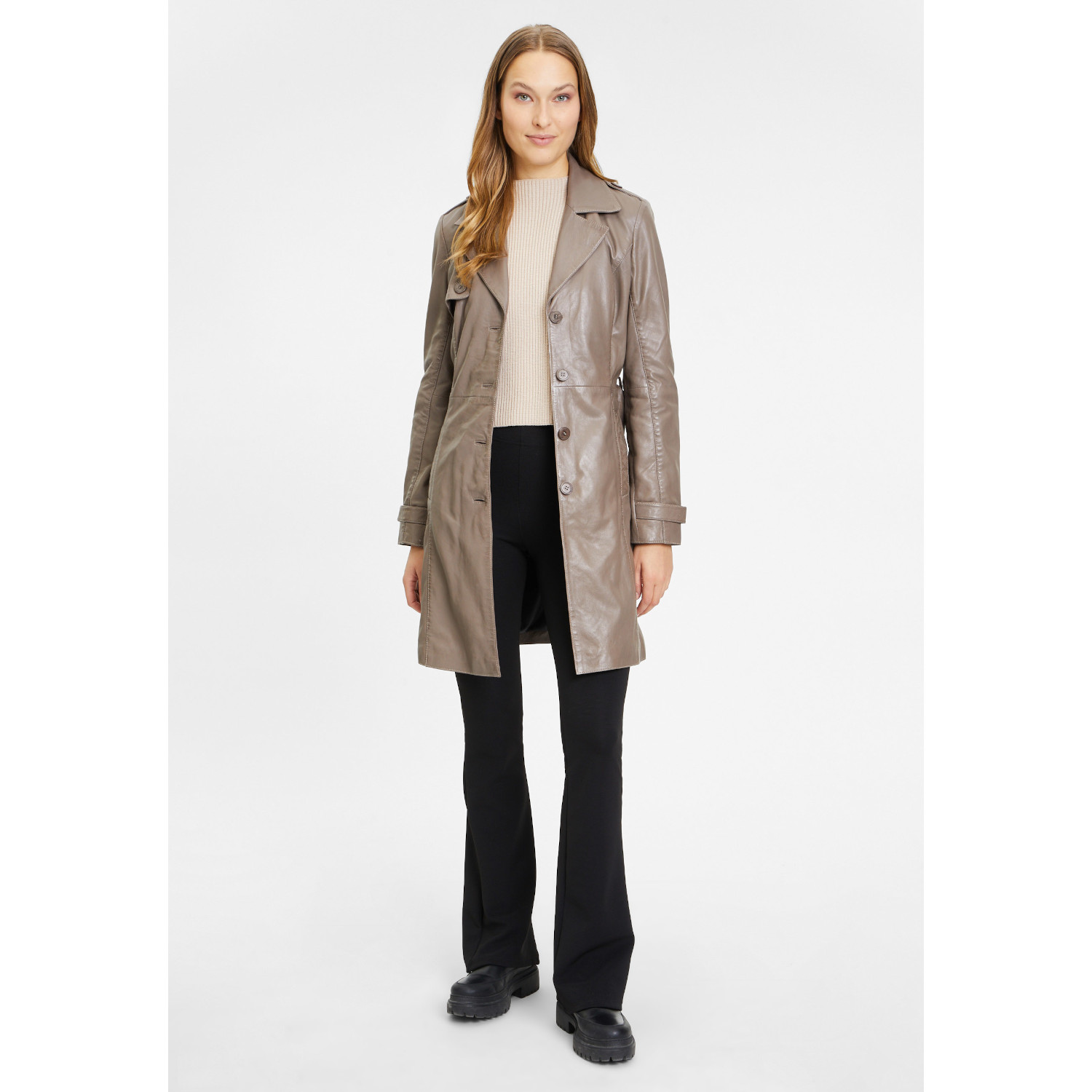 Geaca Lunga de Piele Dama Gipsy Gri GWLaily – Black Friday Geaca Lunga de Piele Dama Gipsy Gri GWLaily – Black Friday