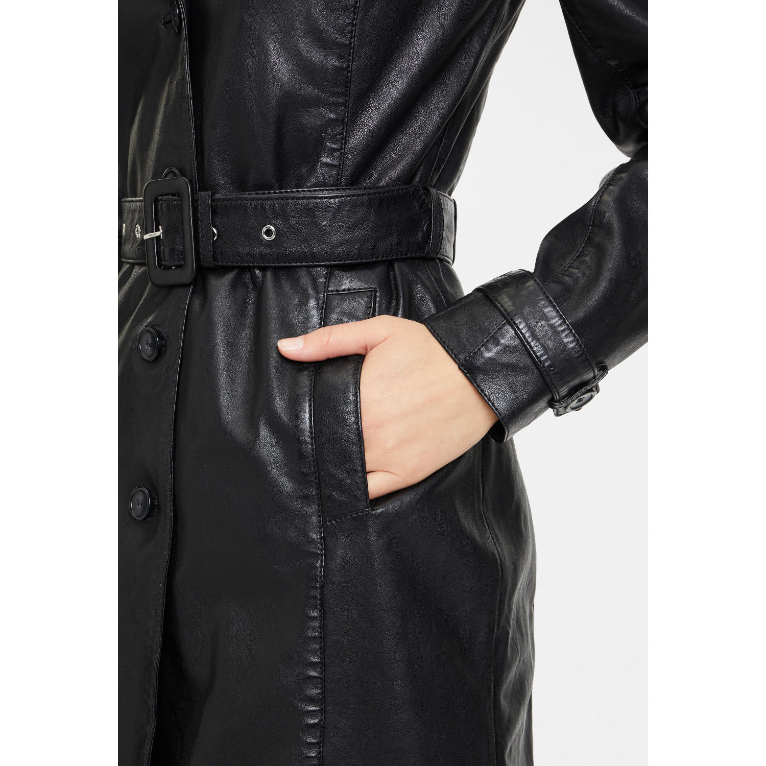 Geaca Lunga de Piele Dama Gipsy Neagra GWLaily – IMBRACAMINTE