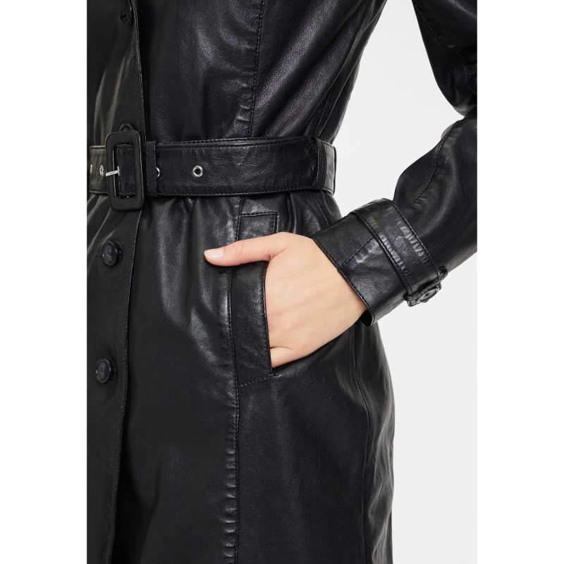 Geaca Lunga de Piele Dama Gipsy Neagra GWLaily – IMBRACAMINTE