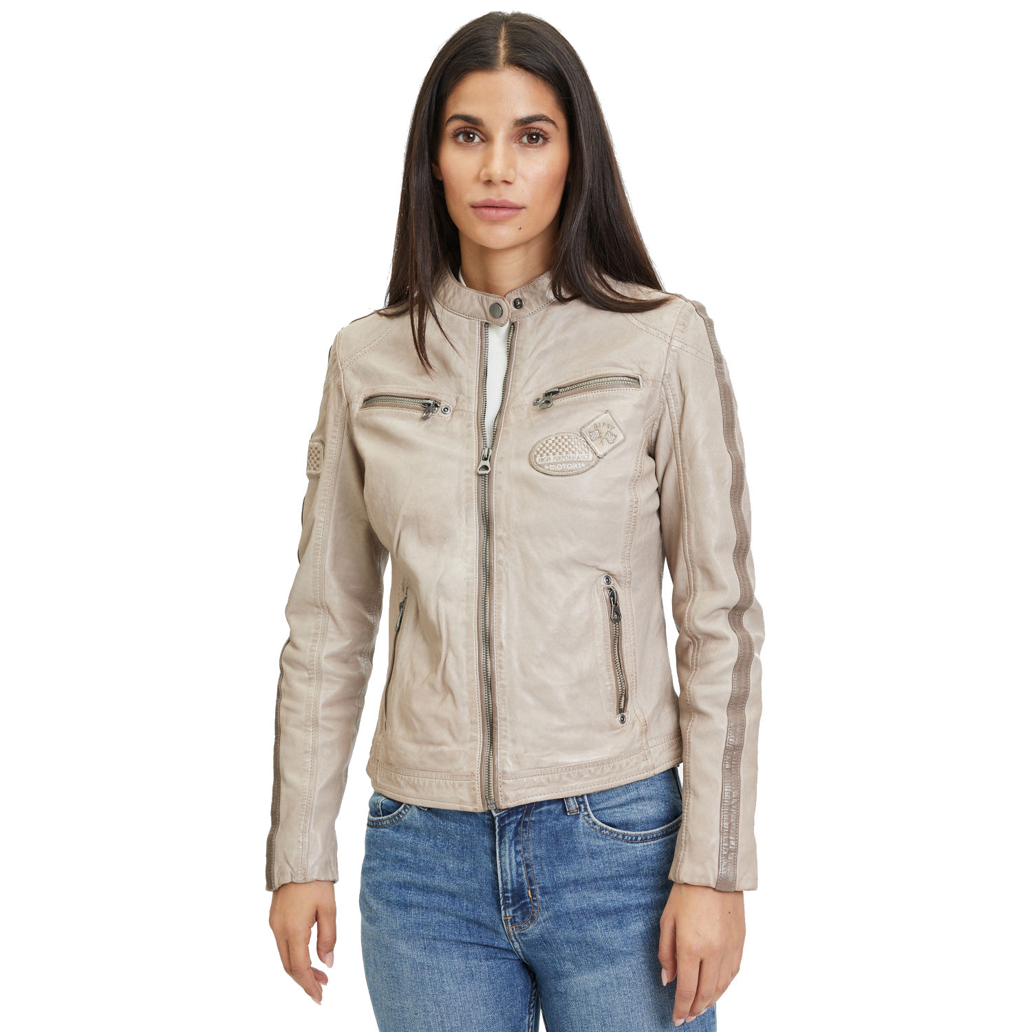 Geaca de Piele Dama Gipsy Bej Deschis GWLiziya – Black Friday