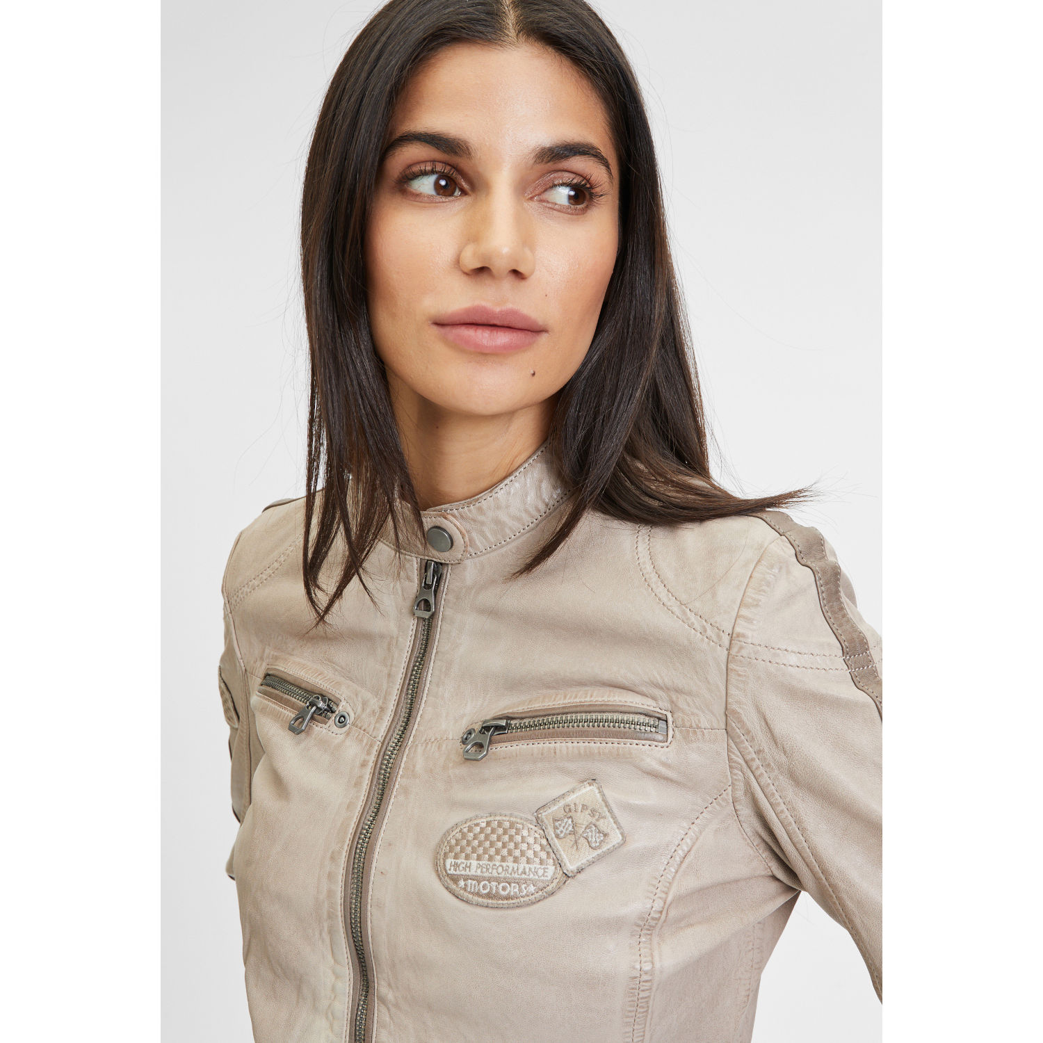 Geaca de Piele Dama Gipsy Bej Deschis GWLiziya – Black Friday