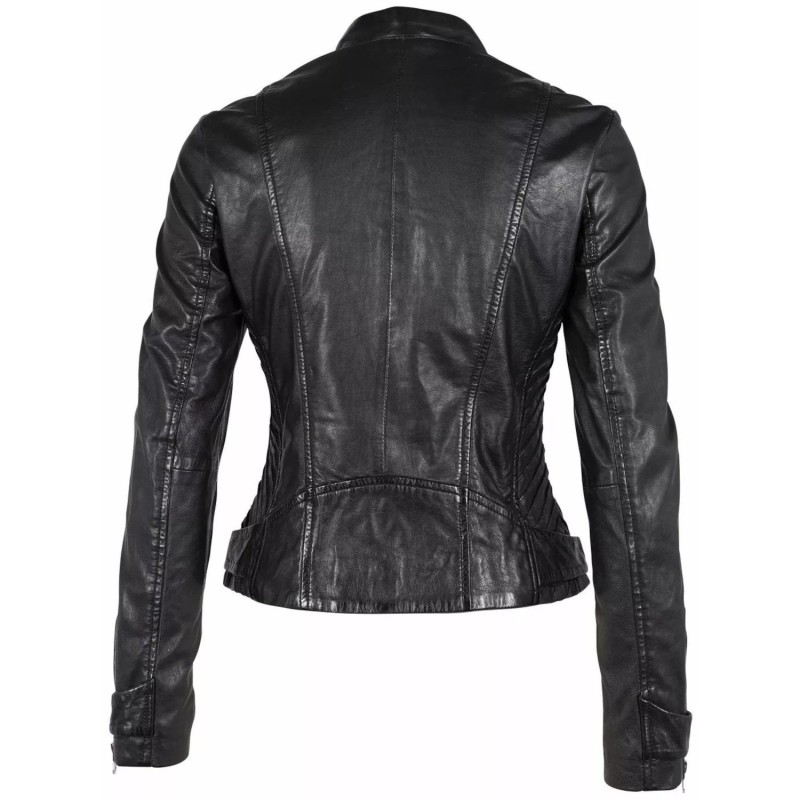 Geaca de Piele Dama Gipsy Neagra GWLouz LACUV – IMBRACAMINTE