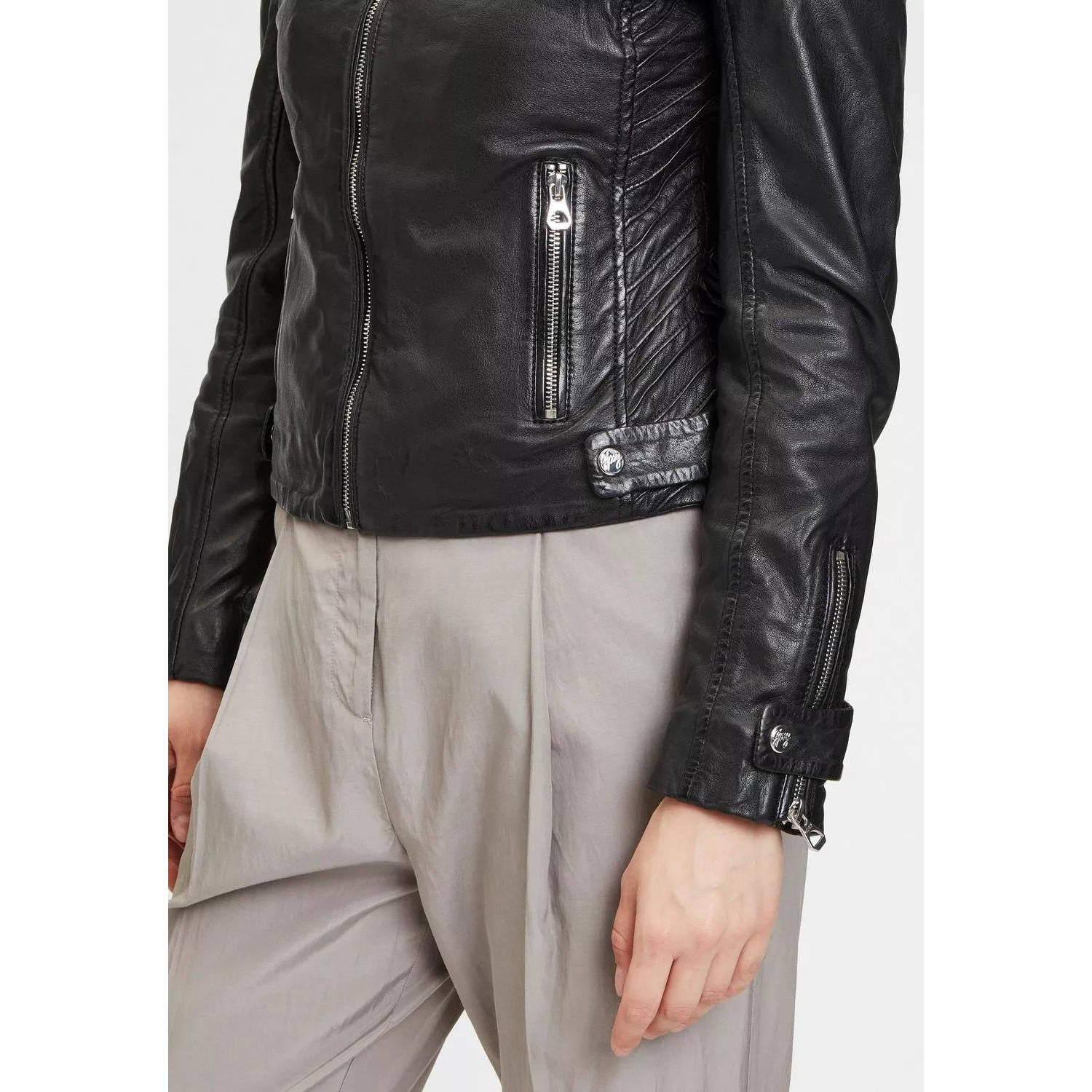 Geaca de Piele Dama Gipsy Neagra GWLouz LACUV – IMBRACAMINTE