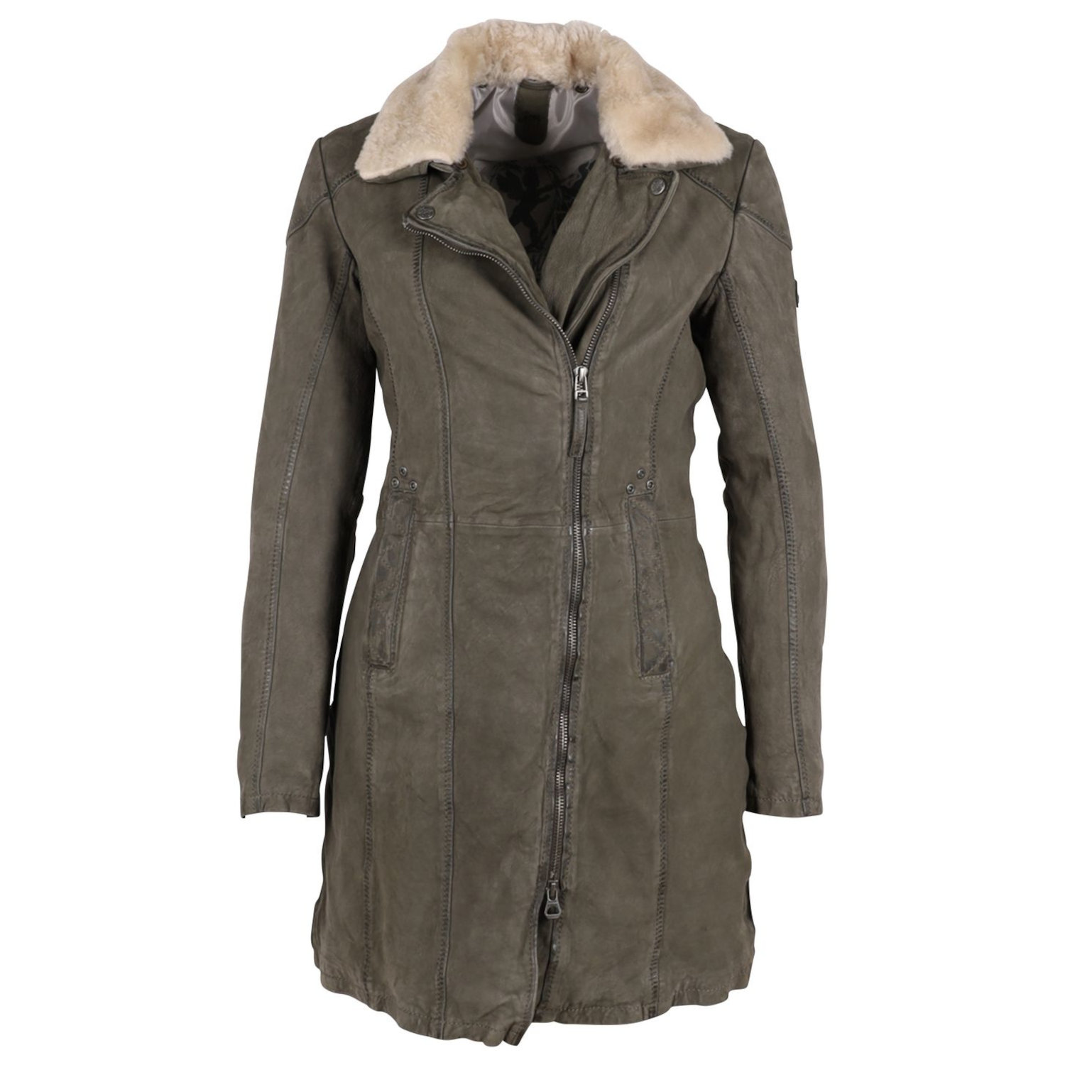 Geaca Lunga de Iarna din Piele Dama Gipsy Verde GWLyda – IMBRACAMINTE