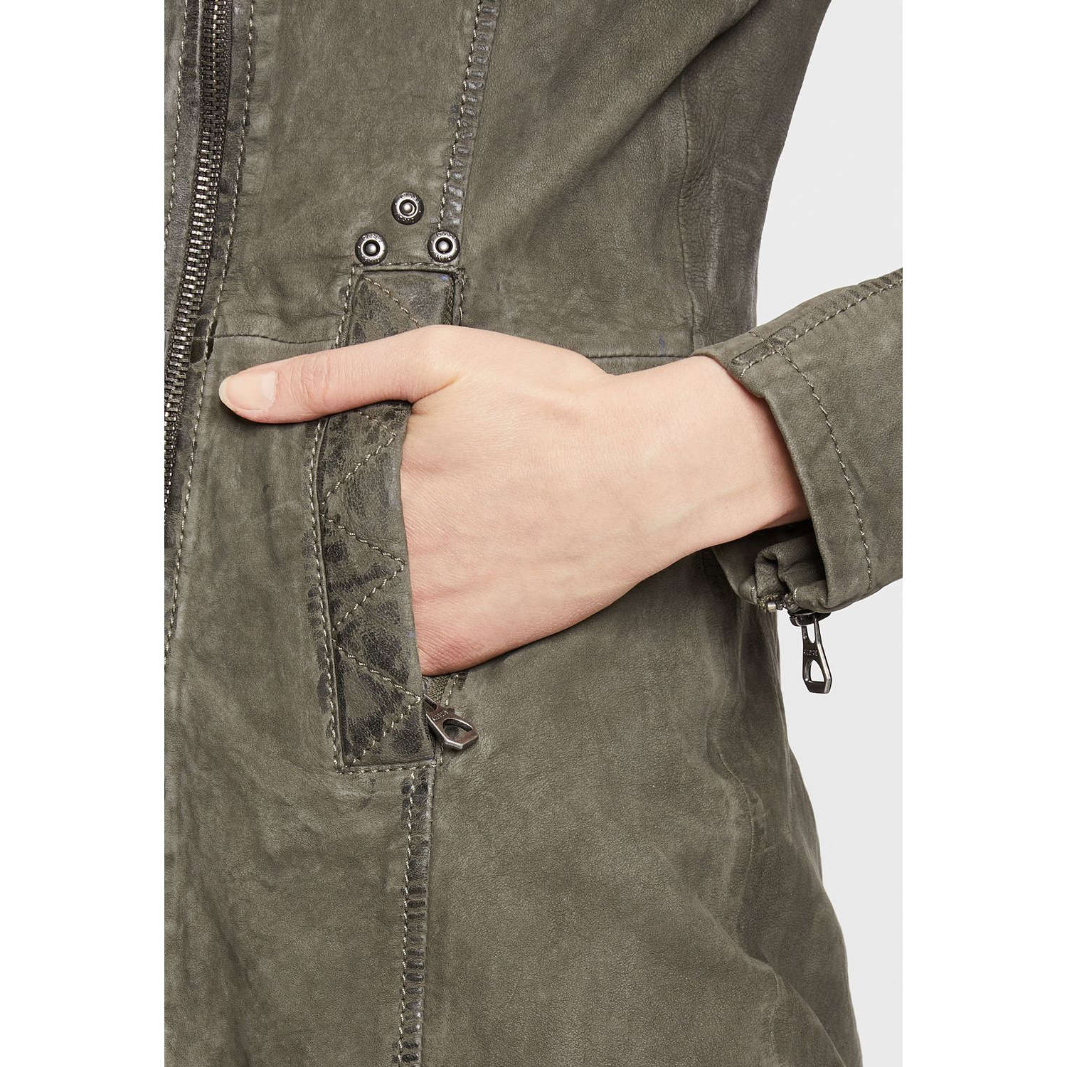 Geaca Lunga de Iarna din Piele Dama Gipsy Verde GWLyda – IMBRACAMINTE