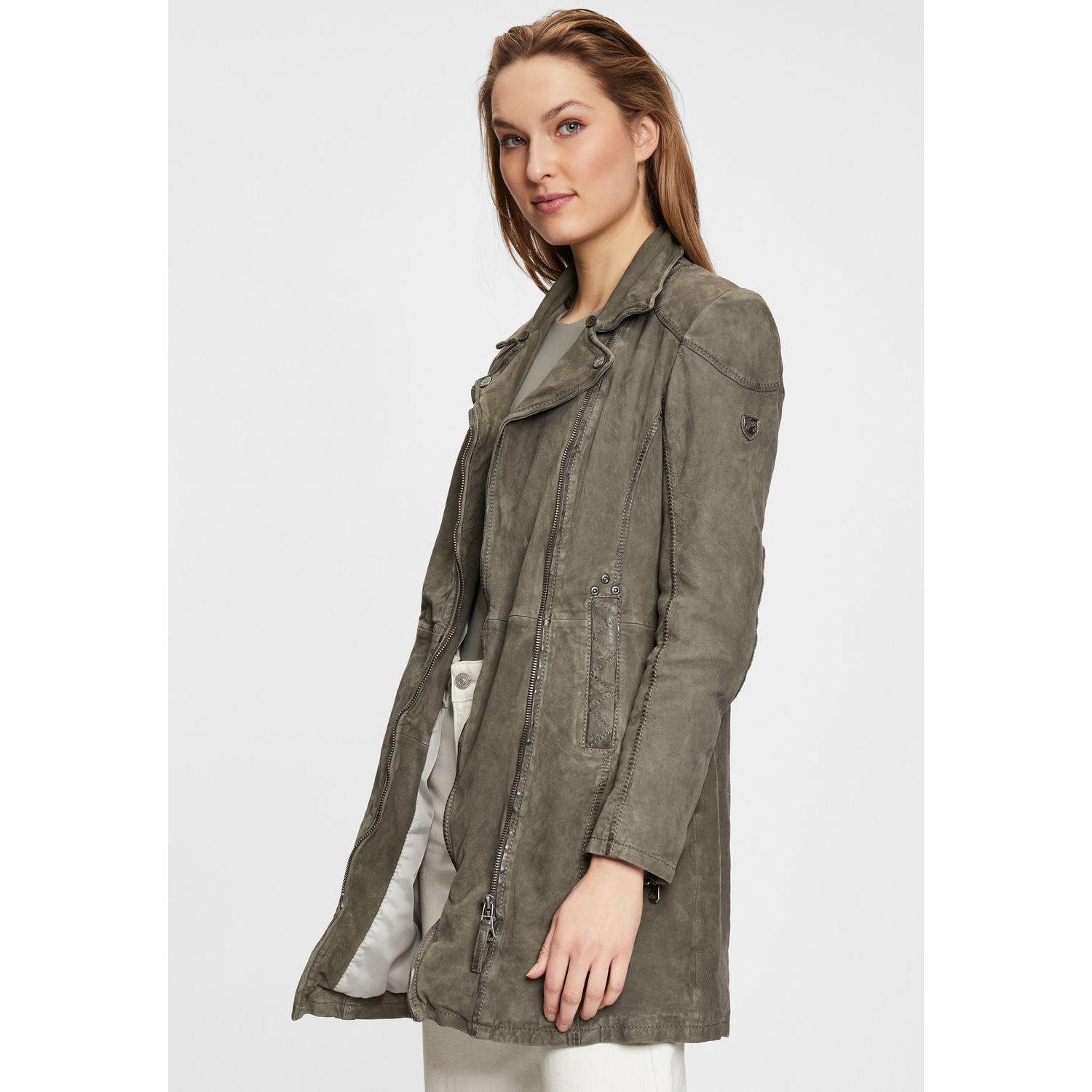 Geaca Lunga de Iarna din Piele Dama Gipsy Verde GWLyda – IMBRACAMINTE