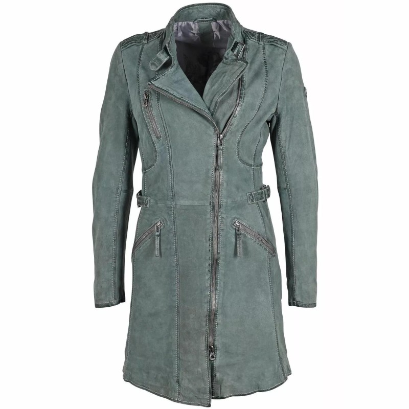 Geaca Lunga de Piele Dama Gipsy Verde Menta GWMargy S22 LNUV – IMBRACAMINTE