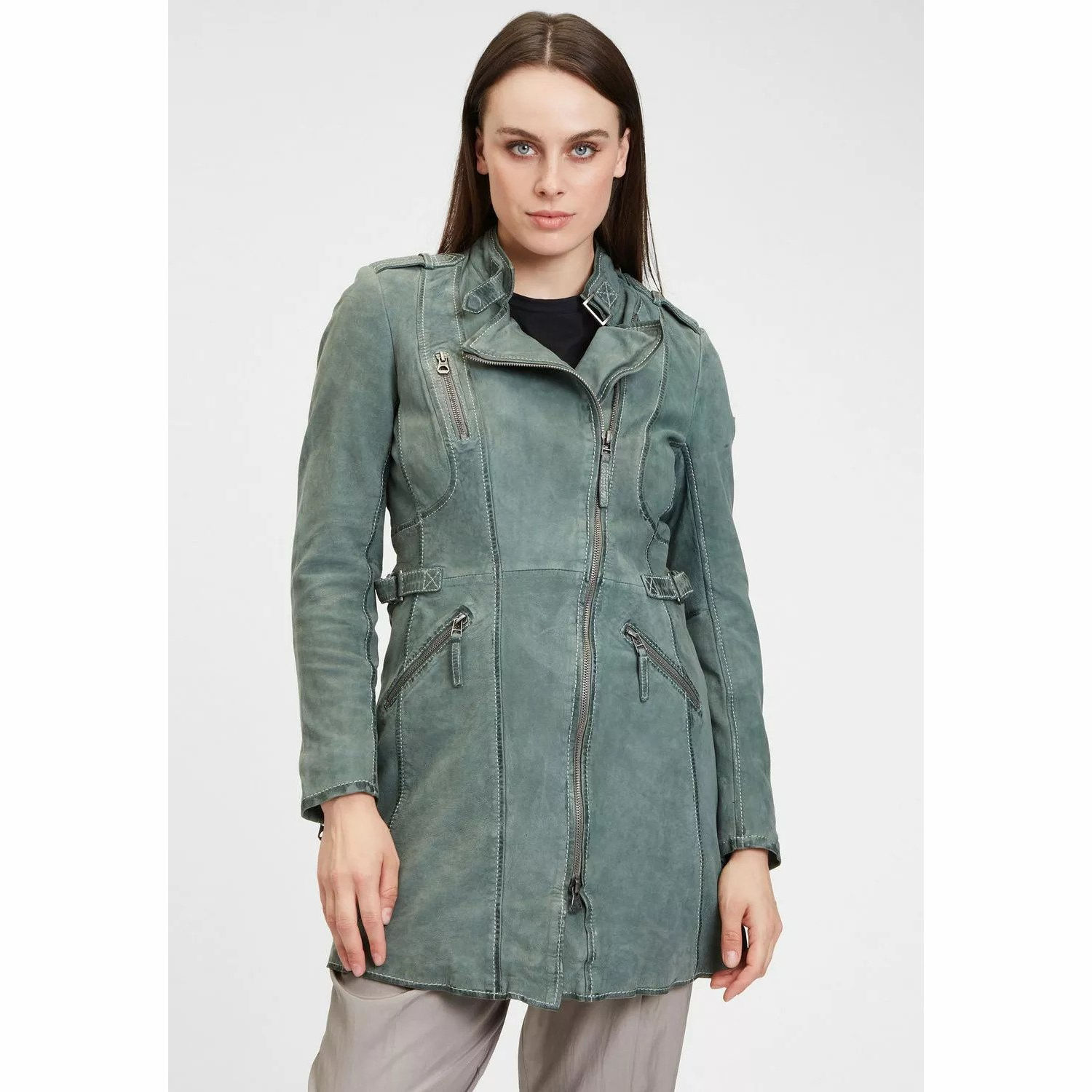 Geaca Lunga de Piele Dama Gipsy Verde Menta GWMargy S22 LNUV – IMBRACAMINTE