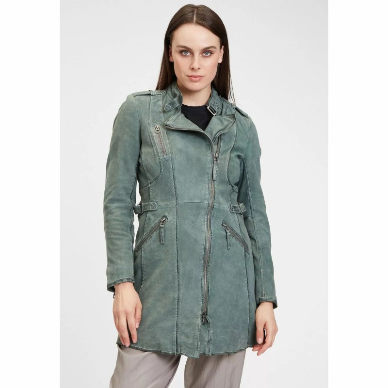 Geaca Lunga de Piele Dama Gipsy Verde Menta GWMargy S22 LNUV – IMBRACAMINTE