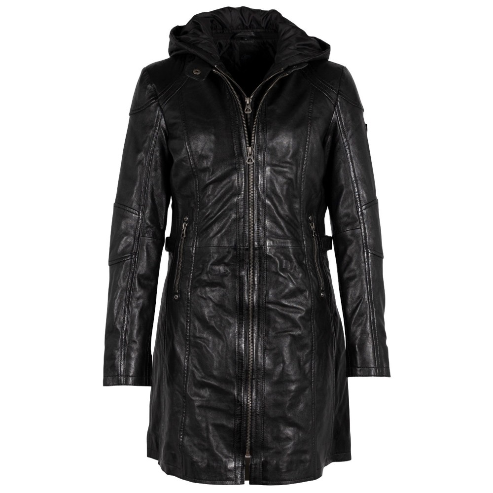 Geaca Lunga de Piele Dama Gipsy Neagra GWMarlis Geaca Lunga de Piele Dama Gipsy Neagra GWMarlis - readytowear.ro