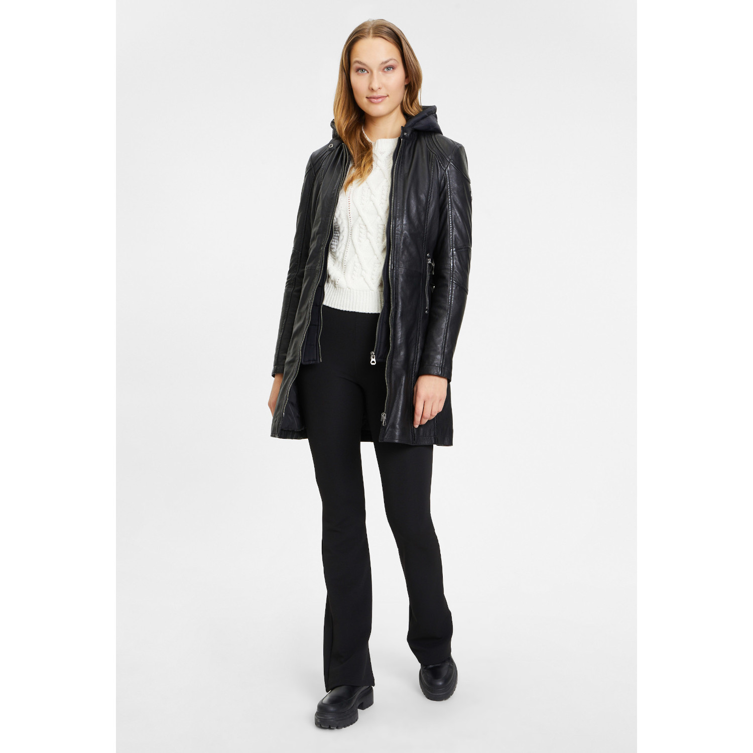 Geaca Lunga de Piele Dama Gipsy Neagra GWMarlis – IMBRACAMINTE