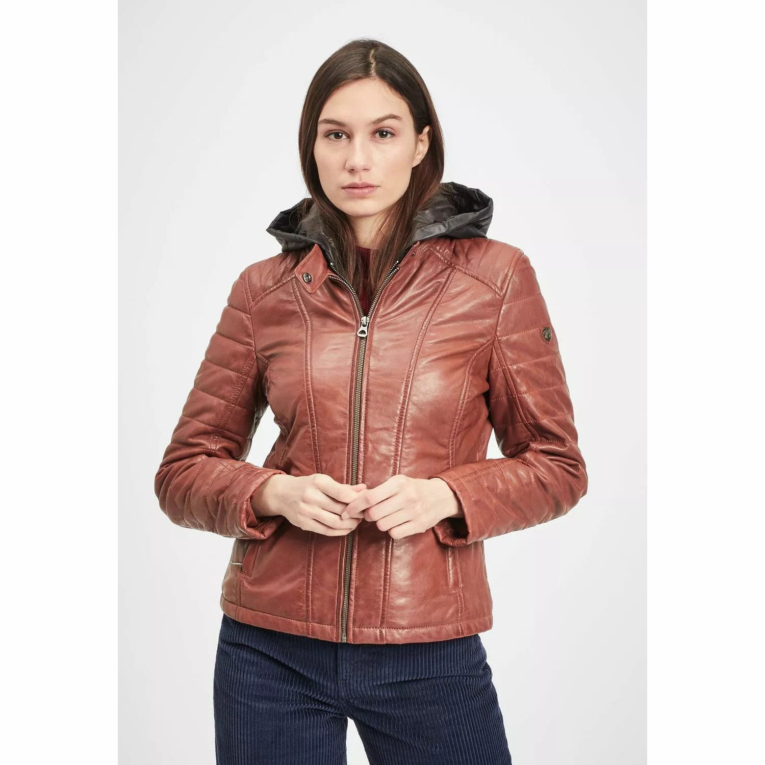 Geaca de Piele Dama Gipsy Coniac GWMera LACEV – IMBRACAMINTE