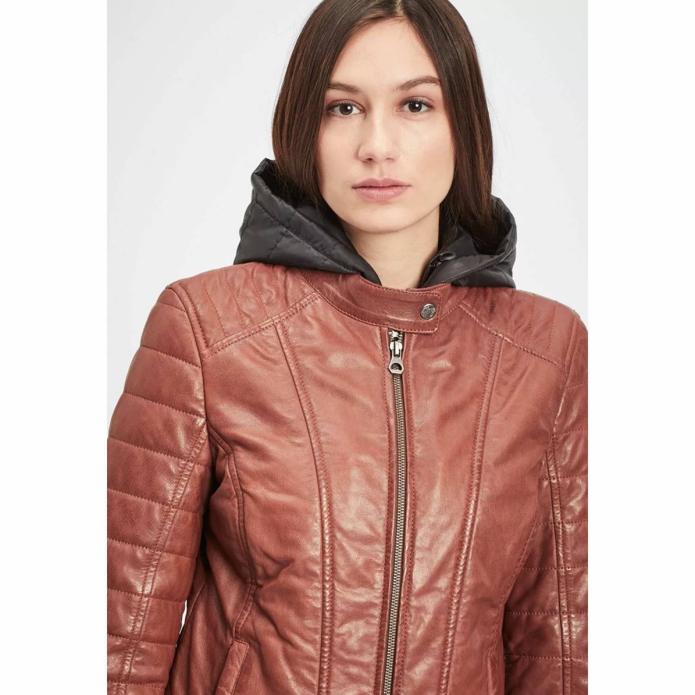 Geaca de Piele Dama Gipsy Coniac GWMera LACEV Geaca de Piele Dama Gipsy Coniac GWMera LACEV - readytowear.ro
