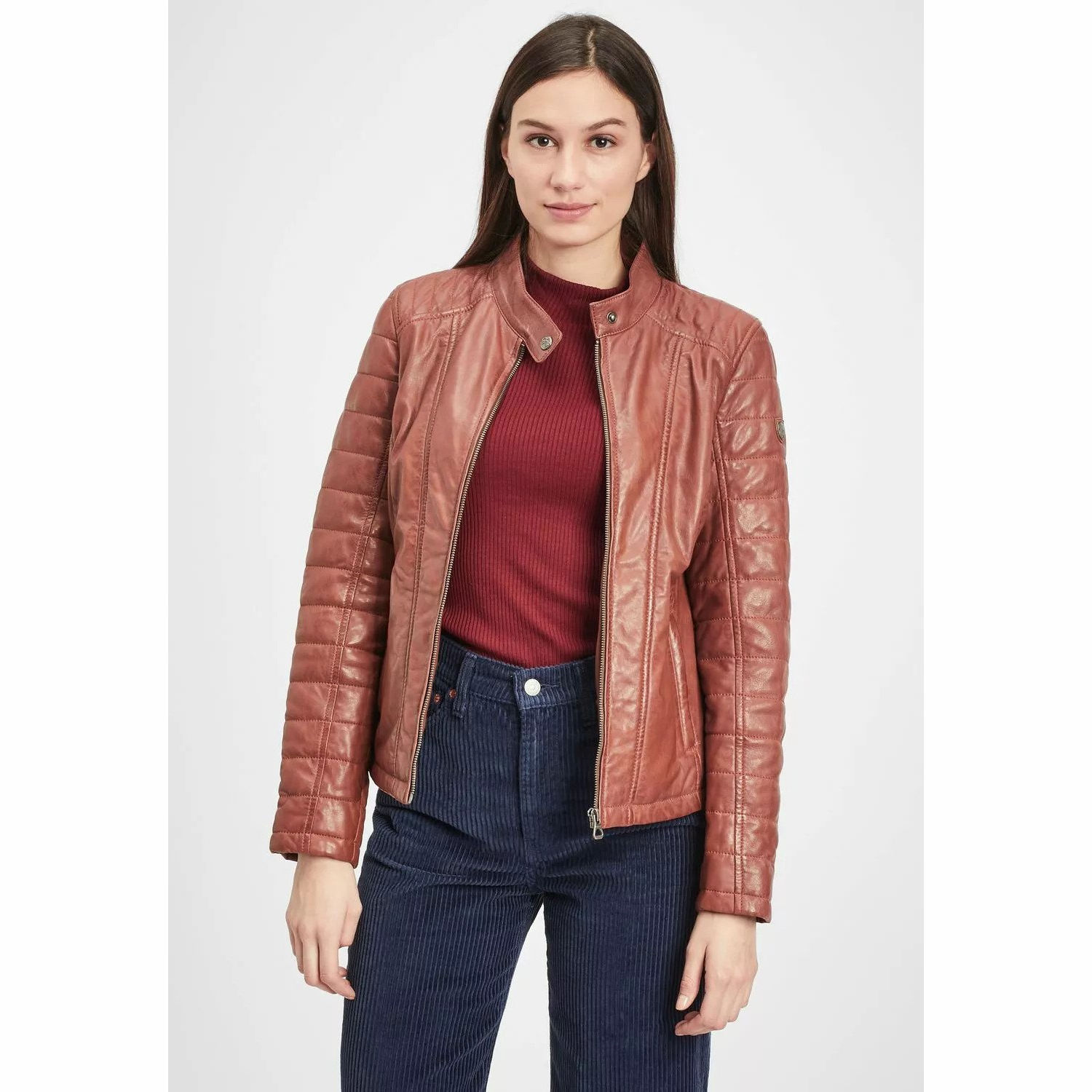 Geaca de Piele Dama Gipsy Coniac GWMera LACEV – IMBRACAMINTE