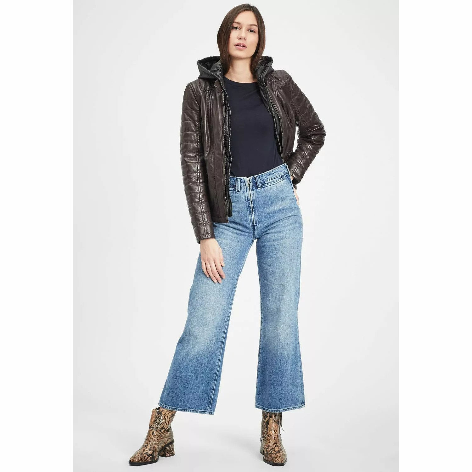 Geaca de Piele Dama Gipsy Maro Inchis GWMera LACEV – IMBRACAMINTE