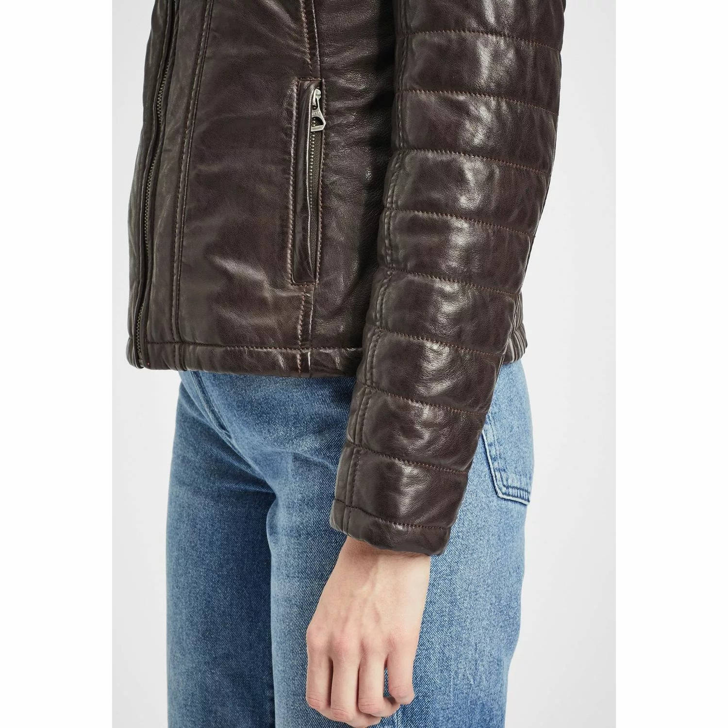 Geaca de Piele Dama Gipsy Maro Inchis GWMera LACEV – IMBRACAMINTE