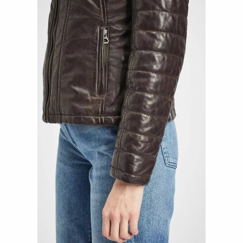 Geaca de Piele Dama Gipsy Maro Inchis GWMera LACEV – IMBRACAMINTE