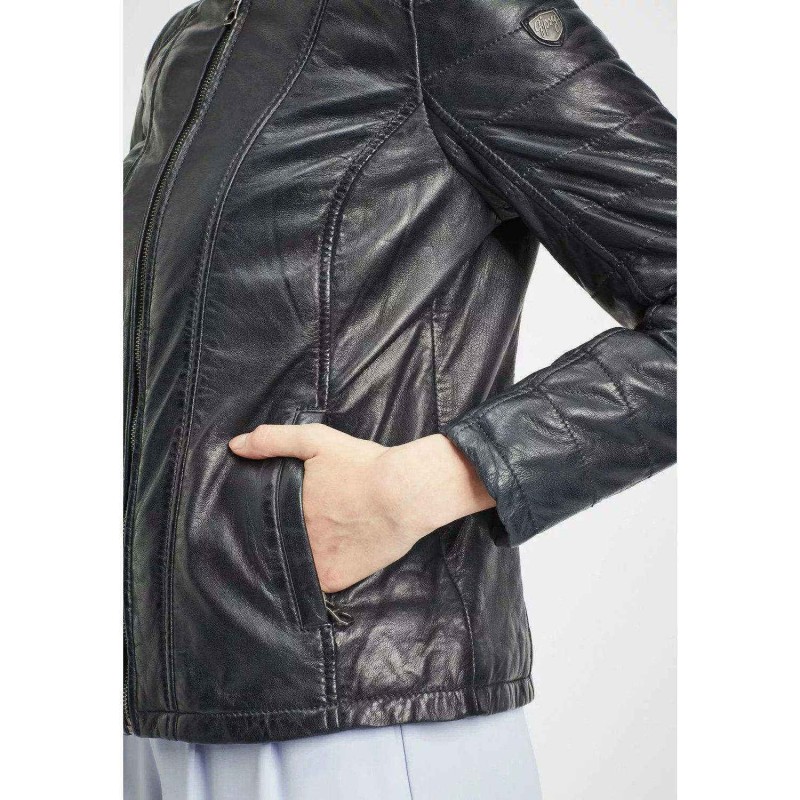 Geaca de Piele Dama Gipsy Negru/Bleumarin GWMera LACEV – IMBRACAMINTE Geaca de Piele Dama Gipsy Negru/Bleumarin GWMera LACEV – IMBRACAMINTE