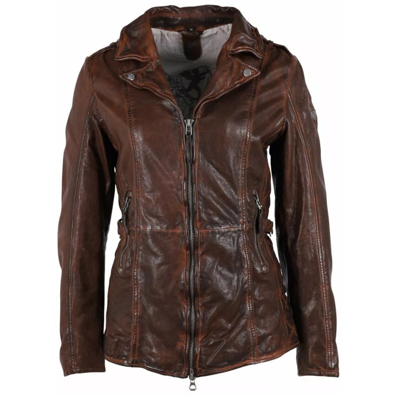 Geaca Lunga de Piele Dama Gipsy Castanie GWMilja – IMBRACAMINTE Geaca Lunga de Piele Dama Gipsy Castanie GWMilja – IMBRACAMINTE