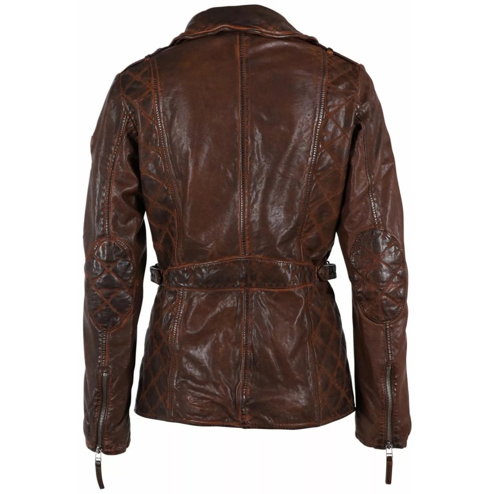 Geaca Lunga de Piele Dama Gipsy Castanie GWMilja Geaca Lunga de Piele Dama Gipsy Castanie GWMilja - readytowear.ro