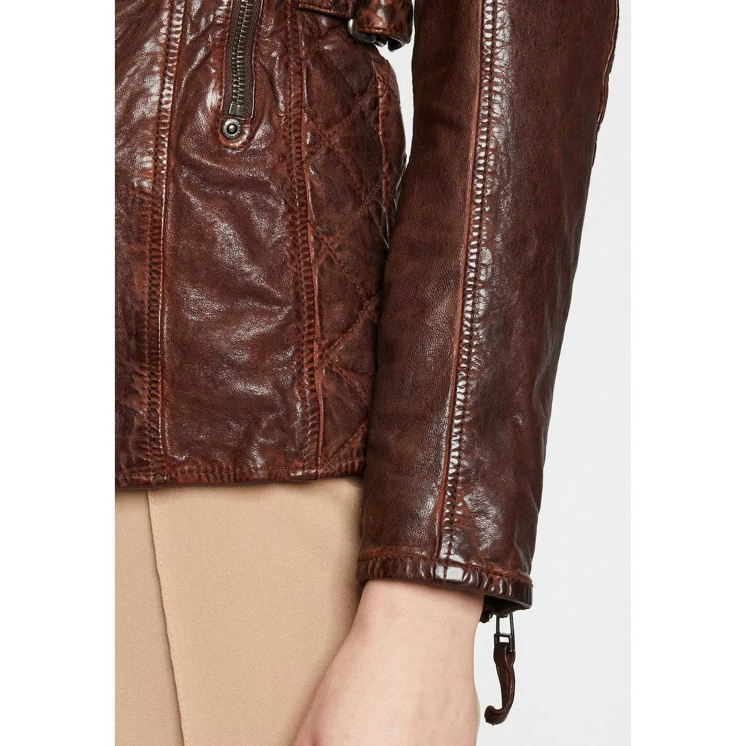 Geaca Lunga de Piele Dama Gipsy Castanie GWMilja – IMBRACAMINTE