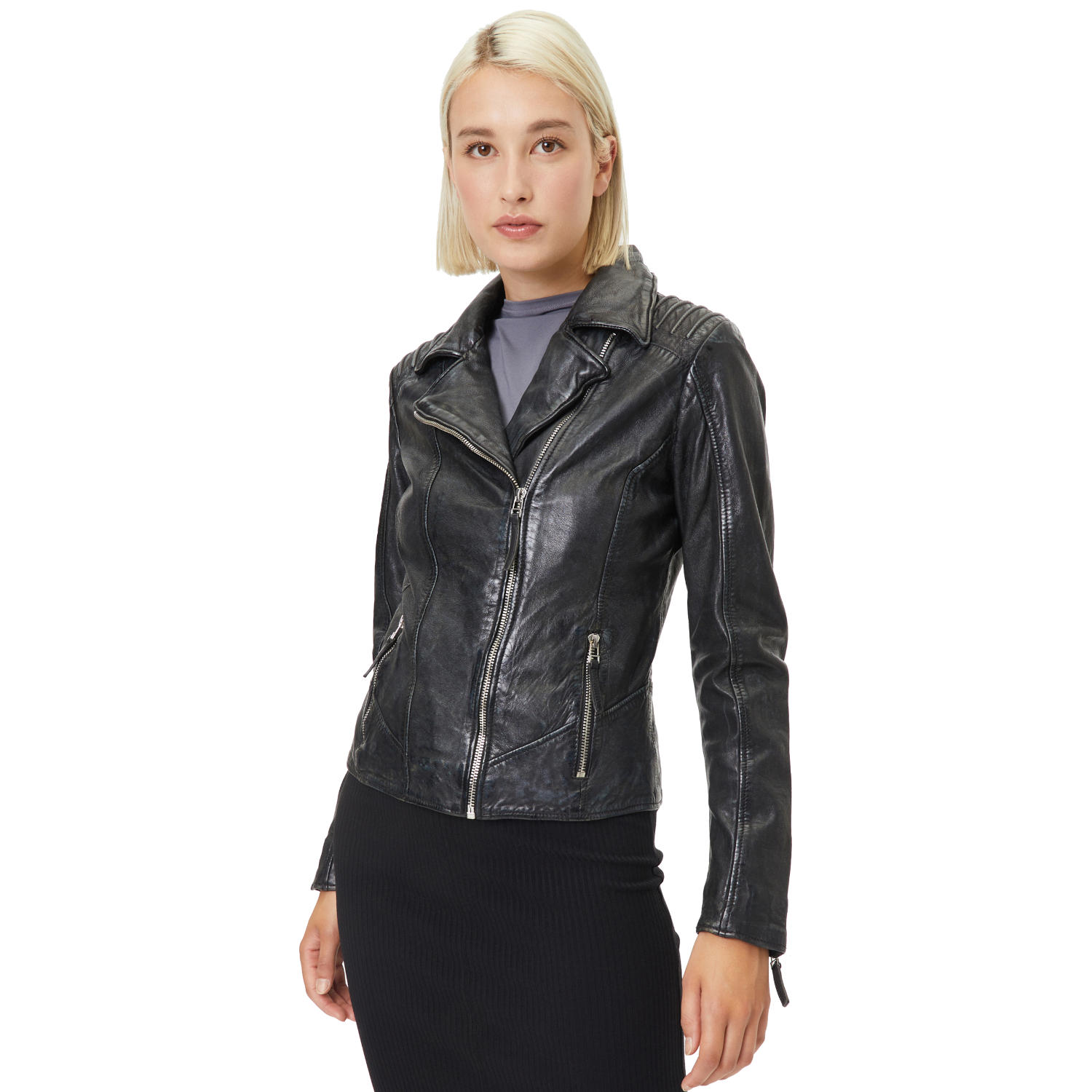 Geaca de Piele Dama Gipsy Negru Vintage GWPekka – Geci de Piele