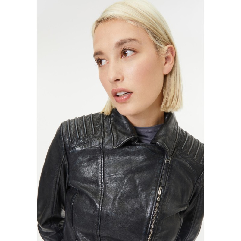 Geaca de Piele Dama Gipsy Negru Vintage GWPekka – Geci de Piele