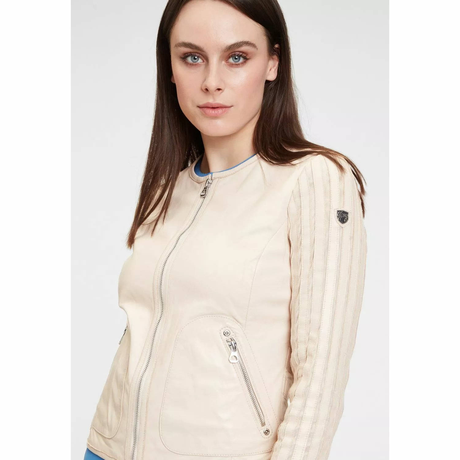 Geaca de Piele Dama Gipsy Bej GWRhonda LELEV – IMBRACAMINTE